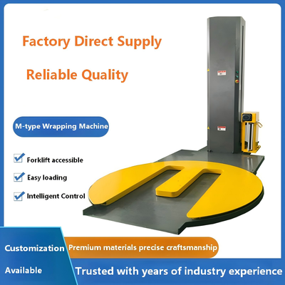 CE and PLC Custom M-type Forklift-operated Wrapping Packer with No Ramp Required for Loading for Wrapping of Pallets