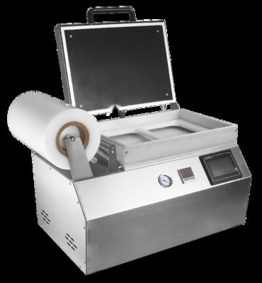 টাচস্ক্রিন কন্ট্রোল হ্যান্ড প্রেসড প্লাস্টিকের ট্রে ভ্যাকুয়াম ফুড গ্রেড 304 স্টেইনলেস স্টীল দিয়ে ত্বক সিলিং মেশিন