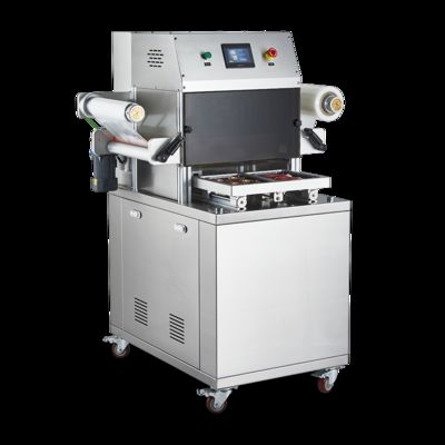 খাদ্য গ্রেড 304 স্টেইনলেস স্টীল সঙ্গে সম্পূর্ণ স্বয়ংক্রিয় ভ্যাকুয়াম স্কিন MAP প্যাকেজিং সিলিং মেশিন DQ330VSL