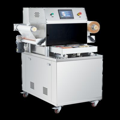 খাদ্য গ্রেড 304 স্টেইনলেস স্টীল এবং 6061 ম্যাপ প্যাকেজিং জন্য Anodized অ্যালুমিনিয়াম ছাঁচ সঙ্গে সম্পূর্ণ স্বয়ংক্রিয় ভ্যাকুয়াম ত্বক সীল মেশিন