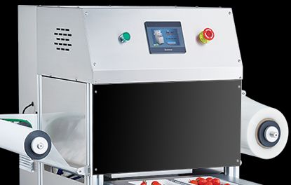 Automatic Vertical Tray Sealer DQ305L-V with Food Grade Stainless Steel and 6061 Anodized Aluminum Mold for  Vacuum Displacement Packaging