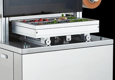 Automatic Vertical Tray Sealer DQ400L-V with Food Grade 304 Stainless Steel and 6061 Anodized Aluminum Mold for  Vacuum Displacement Packaging