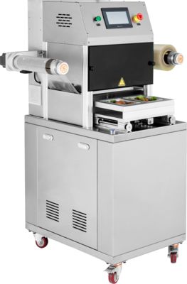 খাদ্য গ্রেড 304 স্টেইনলেস স্টিল এবং 6061 অ্যানোডাইজড অ্যালুমিনিয়াম মোল্ড সহ বাণিজ্যিক স্বয়ংক্রিয় ট্রে সিলার, যা পরিবর্তিত বায়ুমণ্ডল প্যাকেজিংয়ের জন্য ব্যবহৃত হয়