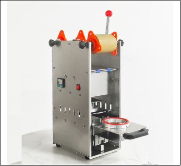 Electric Manual Milk Tea Sealing Machine DF2014T-M with Food-Grade Stainless Steel Body and 6061 Anodized Aluminum Mold